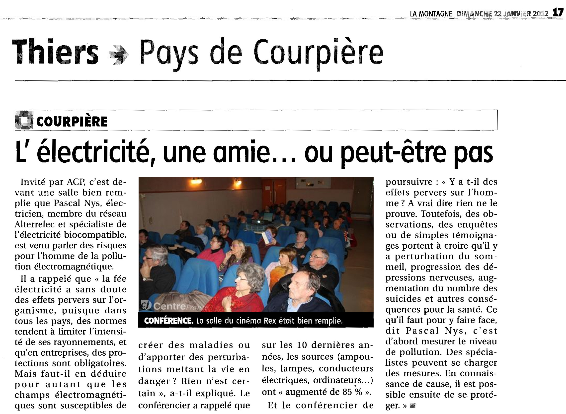 Article LA MONTAGNE 22-01-2012